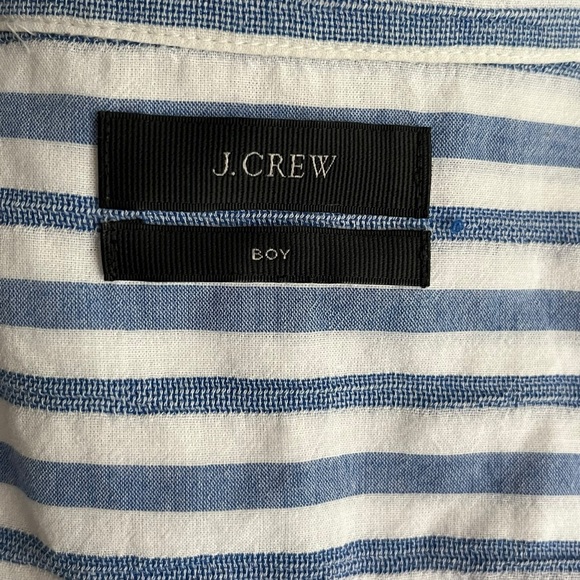 J Crew Boy Crinkle Fit Blue and Whir Striped Long Sleeve Shirt - Picture 5 of 5